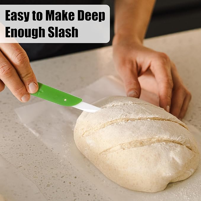 KUNIFU Bread Lame Bread Scoring Tool for Sourdough Scoring, Ceramic Scoring Knife for Bread Baking, Bread Scorer with Protective Cover, for Homemade and Bakery Use, Green