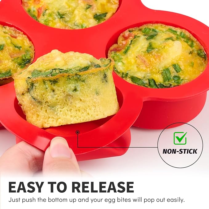 2 Pack Air Fryer Egg Bite Molds, 4-Cup Mini Round Muffin Pans Silicone Baking Molds for for Oven, Air Fryer and Pot
