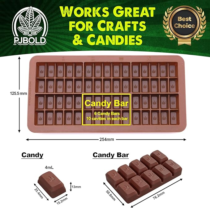 Small Leaf Chocolate Bar Silicone Candy Mold Trays, 2 Pack