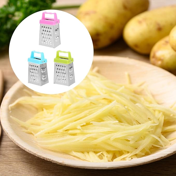 6Pcs Mini Cheese Grater, Small Box Cheese Graters Stainless Steel, Vegetable Food Shredder Lemon Zester with 4 Sides for for Kitchen Garlic Ginger Vegetable Potatoes, Chef Kitchen Too