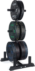 CAP Barbell 2-Inch Olympic Bumper Plate Weight Set with 6 Post Rack | 100-370 lbs | Multiple Options
