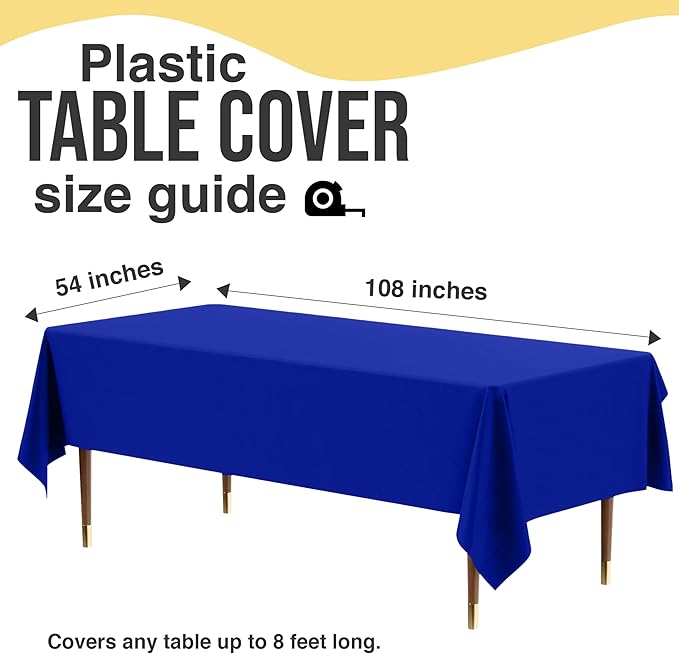 Party Solids 66% Thicker Premium Plastic Table Cloth Rectangle Table Cover 0.5 Mil 6 Pack Dark Blue Table Cloth 54 Inch x 108 Inch Disposable Tablecloth Won't Tear Easily Like Cheap Thin Brands