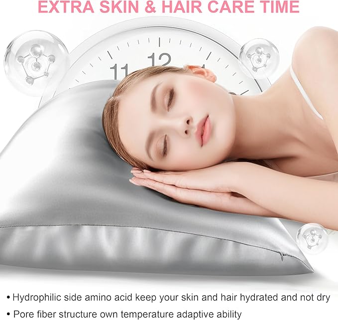 Mulberry Silk Pillow Cases 2 Pack Standard Size 20x26 Inches with Hidden Zipper, Ultra Smooth and Soft Breathable Cooling Silk Satin Pillowcase Set of 2, Better for Hair and Skin, Gifts for Women Men