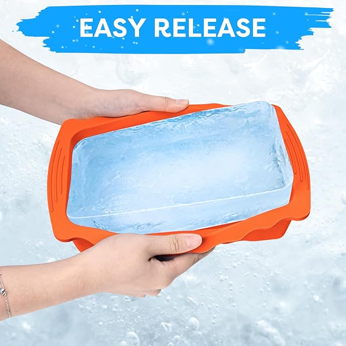Haldane 5PC Extra Large Ice Block Mold 15LB Ice Cube Bricks Maker Molds for Cold Plunge/Coolers, Reusable Ice Bath Water Chiller, Thick Silicone Ice Bath Accessories Orange