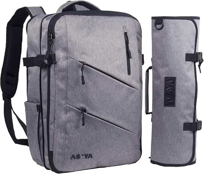 Asaya Chef Knife Backpack with 20 Pocket Knife Roll Bag - Over 30 Pockets for Knives - Knives Not Included (Grey)