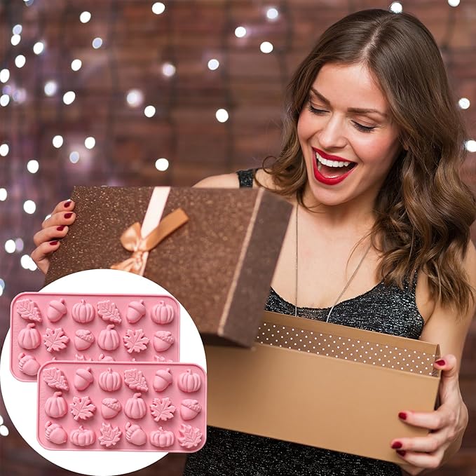 Silicone Molds Candy Flower Shape Chocolate Candy Molds, 18 Cavity Flower Silicone Molds Rose Chocolate Mold Ice Cube Tray for Jello Pudding Candle Soap Wax Melts DIY Crafts 2PCS, Pink