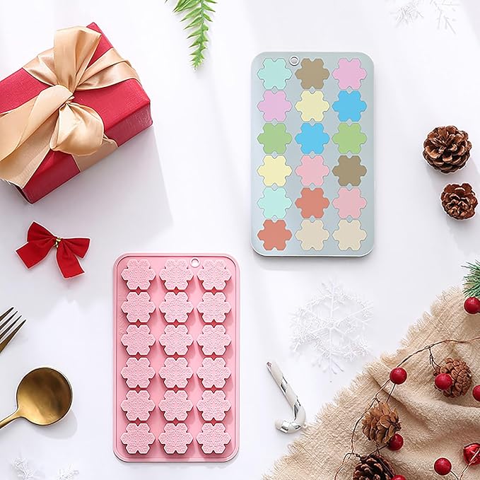 2 Pcs Snowflake Silicone Molds, 18-Cavity 3D Christmas Snowflake Chocolate Silicone Molds for DIY Christmas Winter Jello Candy Cupcake Fondant Baking Polymer Clay Decoration