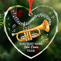 Customized Cornet Player Christmas Glass Ornament 2025, Personalized Text Name & Year Cornet Xmas Tree Ornaments, Music Instrument Themed Xmas Ornament Gift for Him Her, Music Lover Keepsake