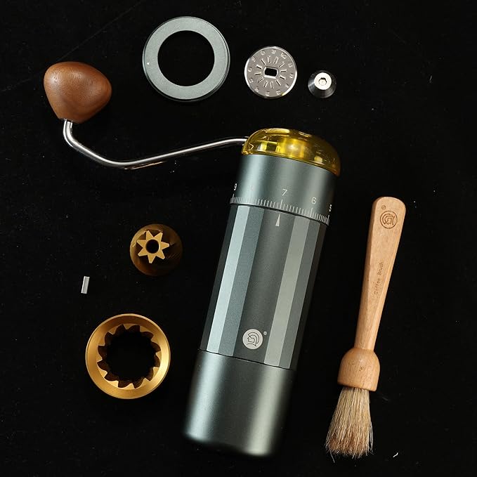 Manual Coffee Grinder, Z5 Hand Coffee Grinder with 25g Capacity External Adjustable Knob, Manual and Electric Dual Mode grinder, Espresso, Mocha, Pour-over, French Press Green