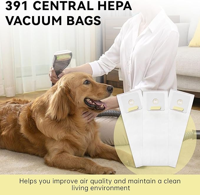 3 Pack 391 Central Vacuum Bags for Nutone 391, 3918, 44186, CV350, CV352, CV353, CV450, CV653 Central Vacuum