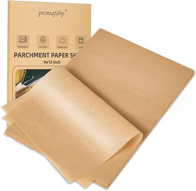 Parchment Paper Sheets, 9x13 In 120PCS Non-Stick Parchment Paper for Baking, Baking Enthusiasts, Withstands Temperatures up to 450°F, 100% Natural Wood Pulp