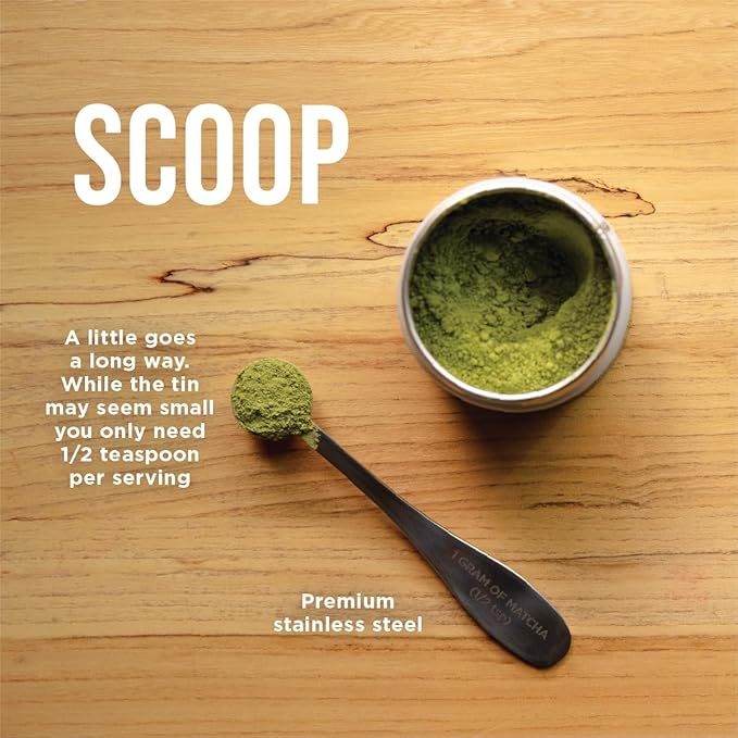 Jade Leaf Matcha - Stainless Steel Measuring Spoon/Scoop - Perfect 1g (1/2 teaspoon) Serving of Green Tea Powder - Great Gift for Matcha Lovers