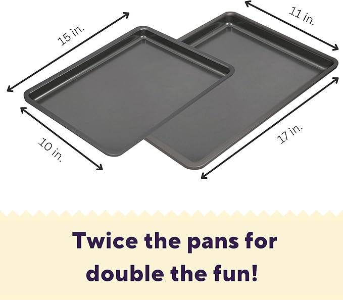 Wilton Silver 2- Piece Non-Stick Baking Sheet Set, Stainless Steel Bakeware for Baking and Roasting, Made without PFAS
