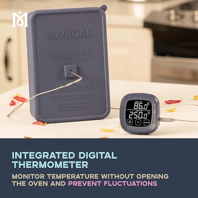 Magical Butter DecarBox Thermometer Combo Pack – Food-Grade Silicone Oven-Safe, Smell-Proof, Heat-Resistant Container for Baking, Infusing, Flavor Locking & Precise Cooking