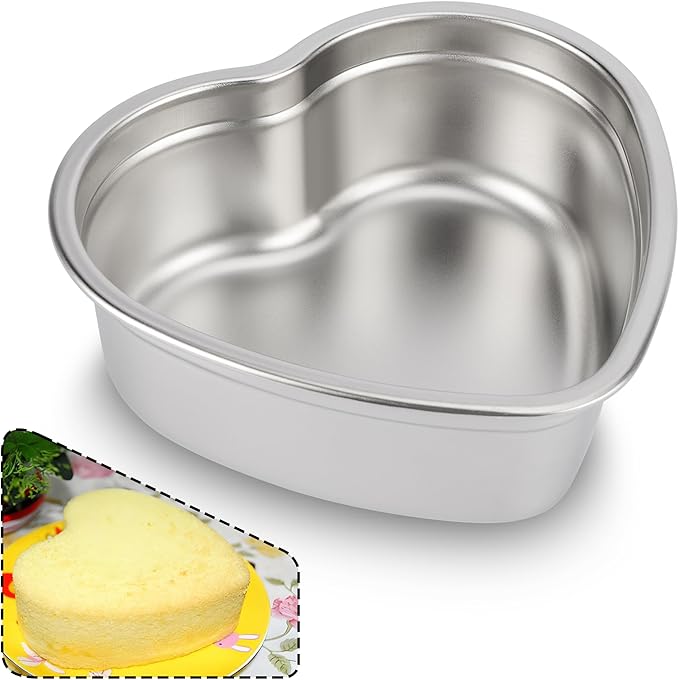Heart Shaped Cake Pans, Nonstick Heart Cake Pan 6 Inch for Layer cakes, Stainless Steel Baking Pan Cake Tins for Birthday/Valentine's Day/Thanksgiving/Wedding/Anniversary/Christmas, Dishwasher Safe