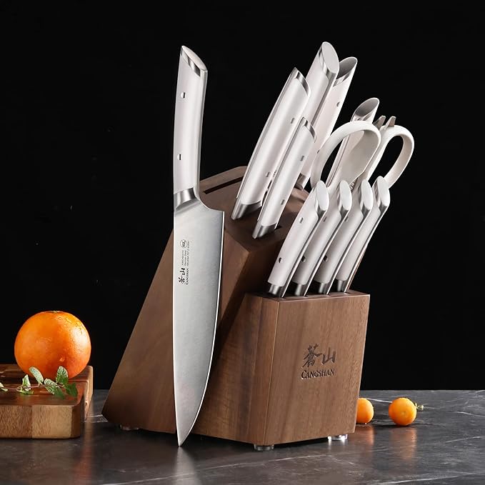 Cangshan HELENA Series German Steel Forged Knife Block Set (12-Piece, White), Oprah's Favorite Things 2023