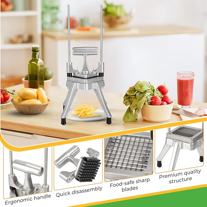 Commercial Chopper Cutter - Heavy Duty Stainless Stee Dicer for Fruit, Vegetable, Tomato, Peppers, Onion, Potato - 1IN1, 3/8''