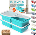 Silicone Freezer Tray with Lid Soup Freezer Container Molds with Steel Reinforced Rim Ice Cube Freezer Molds for Soup, Sauce, Leftovers, Homemade Meal Prep Containers Portion Control Food Storage