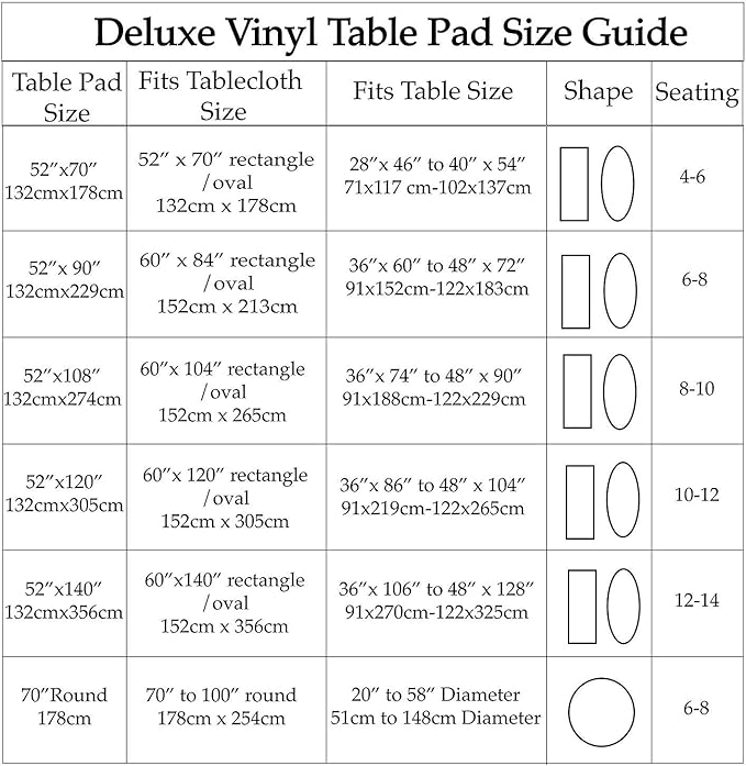 Home Bargains Plus Quilted Heavy Duty Table Pad Protector with Flannel Backing, Cut to Fit, Heat Resistant, Wipe Clean, Protects Table from Spills and Scratches, White, 52” x 108” Rectangle