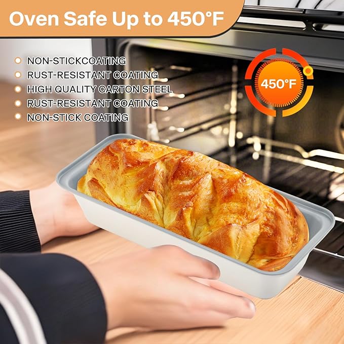 3-Pack 13×5 Inch Loaf Pan for Baking Bread, Nonstick Carbon Steel Bread Pan, Rust-Resistant & Warp-Resistant Full-Size Large Loaf Pan for Homemade Bread, Banana Loaf and Meatloaf
