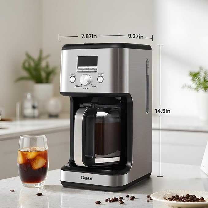 Gevi 14 Cup Coffee Maker Programmable with 1-4 Cup Setting,Stainless Steel Drip Coffee Machine, Strong Brew,Pause-Serve,Keep warm & Auto Shut off