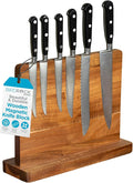 BIRDROCK HOME Wooden Magnetic Knife Block | Acacia Wood Knife Storage | Double-Sided Strong Magnetic Knife Holder | Knife Organizer for Kitchen & Space-Saving Design | No Knives Included | 12.8"Lx10"H