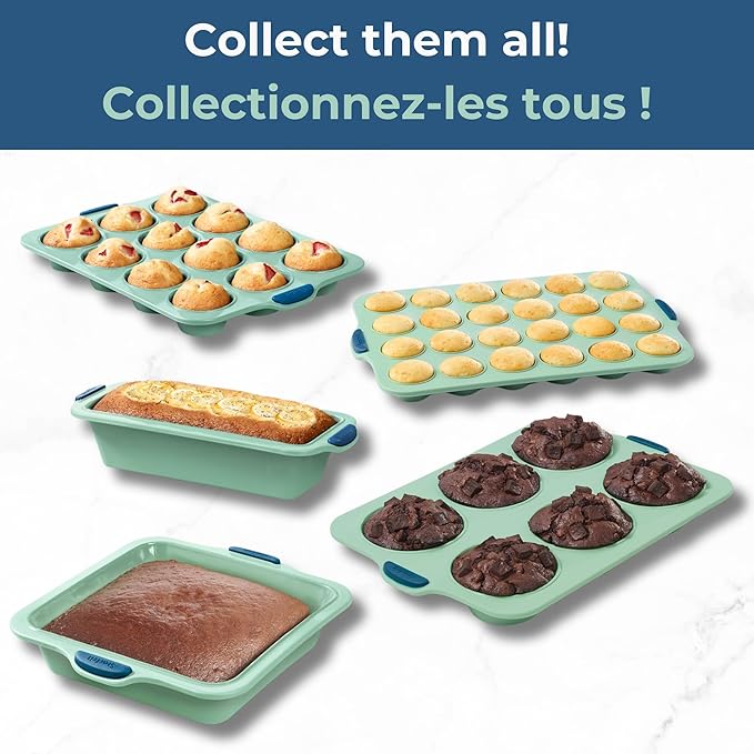 Starfrit Silicone 12 Cup Muffin Pan with Integrated Metal Frame - Green