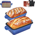 9x5 Enameled Cast Iron Loaf Pan with Lid - 2 in 1 Sourdough Bread Pan for Homemade Baking