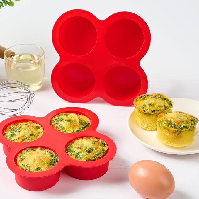 2 Pack Air Fryer Egg Bite Molds, 4-Cup Mini Round Muffin Pans Silicone Baking Molds for for Oven, Air Fryer and Pot