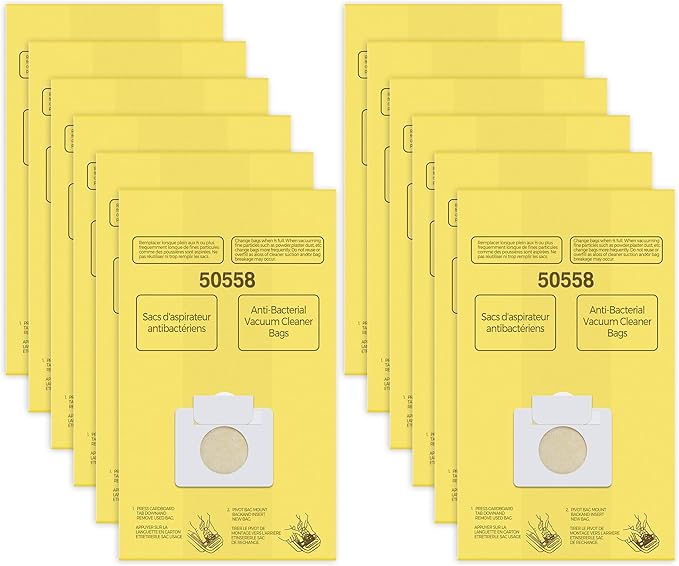 50558 Canister Vacuum Bags Replacement for Kenmore Canister Type C/Q 5055, 50555, 50557, 50558 and Pana·sonic Type C-5, C-18, 200 Series, 400 Series, 600 Series, 800 Seires Vacuum - 12 Pack
