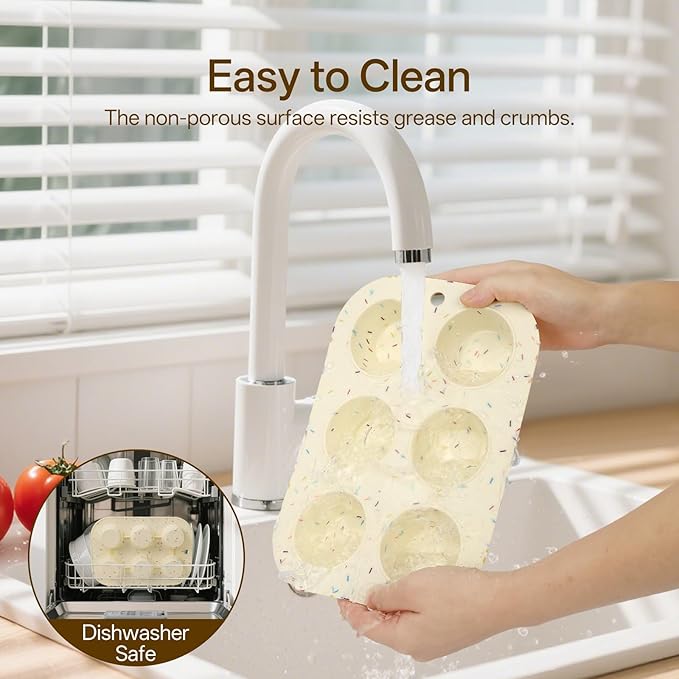 2 Pack Silicone Muffin Pan for Baking, Regular Size Nonstick Cupcake Pan, 6-Cup Silicone Muffin Tin BPA Free Dishwasher Safe, Great for Muffin Cupcake Brownie Egg Tart