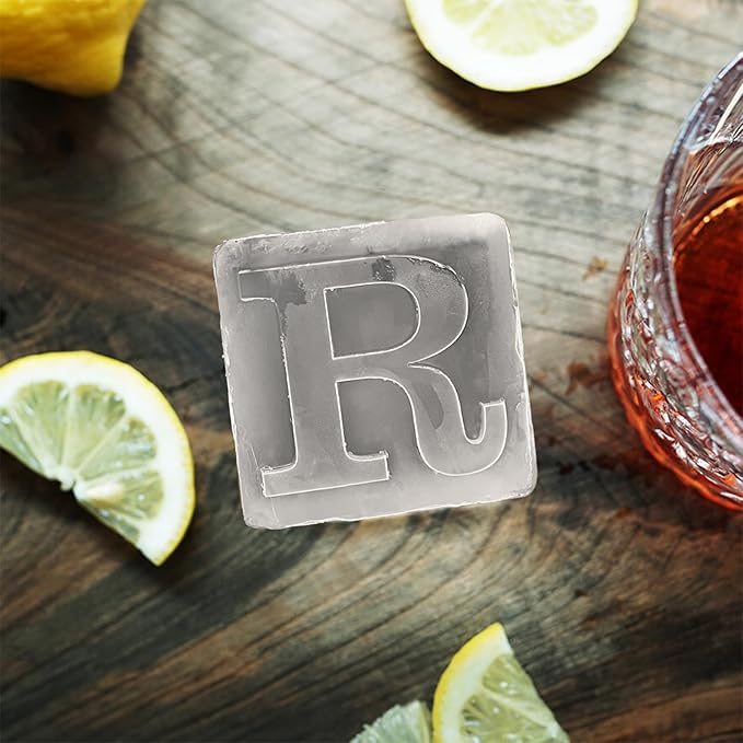 Letter R Monogram Ice Cube Mold Custom Ice Cube Mold 2 Inch Big Initials Silicone Ice Cube Tray Gifts for DAD Gifts for Him