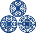 Extra Thick Silicone Trivet Mat for Hot Dishes, Hot Pots and Pans, Pot Holder, Hot Pad to Portect Your Table and Countertop, Kitchen Decor and Accessories,Navy Blue, Set of 3