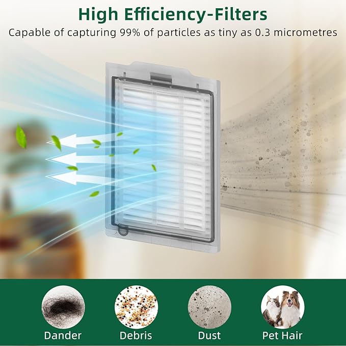26 Pack Replacement Kits for irobot Roomba Plus 405 Combo & 505 Combo Vacuum Cleaner, 2 Roller Brush, 6 Filters, 6 Side Brush, 6 Mop Pads, 6 Vacuum Bags Replacement Parts, 1 cleaning brush