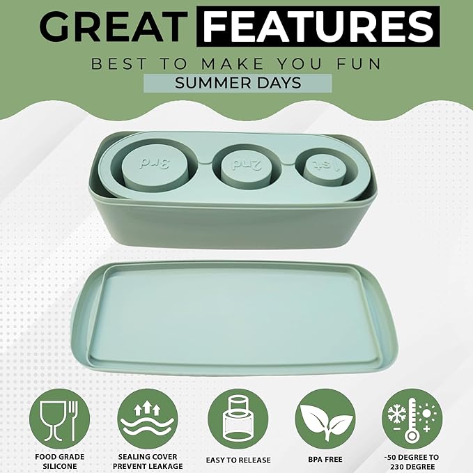 20-40 oz Ice Molds for Stanley Cup - Silicone Ice Cube Tray with Lid and Bin for Chilling Cocktails, Whiskey, Drinks, Coffee - BPA-Free, Easy Fill and Release Ice Maker Tray for Freezer