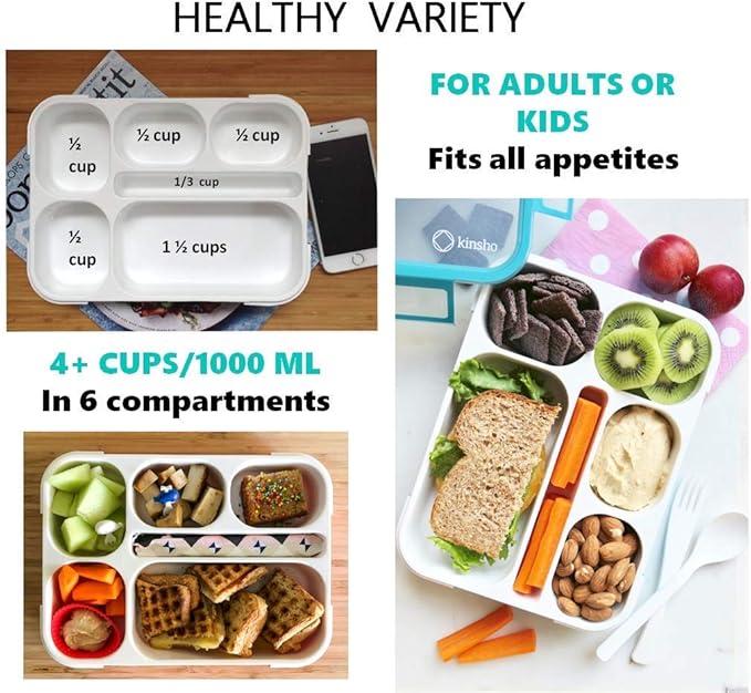 Bento Box with Lunch Bag and Ice Pack Set | Snack Containers Boxes for Kids Girls Adults | 6 Compartments Divided Portion Container Boxes Insulated Bags for School Daycare Lunches, BPA Free, Pink