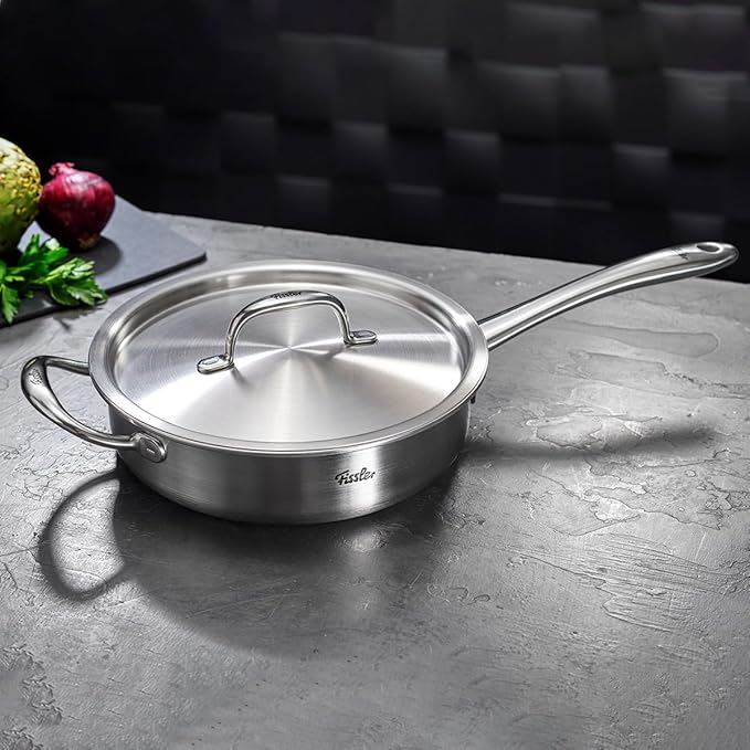 Fissler M5 Pro-Ply 5-ply Stainless Steel Sauté Pan, 3 Quart, with Metal Lid