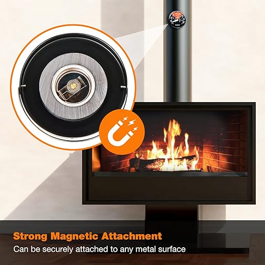 Wood Stove Thermometer Magnetic, Oven Temperature Meter for Wood Burning Stoves, Gas Stoves, Pellet Stoves, Avoid Stove Fan Damaged by Overheat