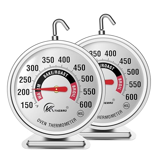 KT THERMO 2PCS Oven Thermometer150-600°F, Oven Grill Smoker Analog Thermometer Instant Read Stainless Steel Kitchen Cooking Thermometer