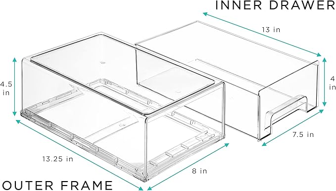 Sorbus Medium Clear Storage Drawers (4 Pack)