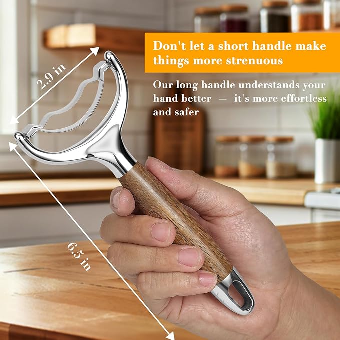 KULUNER Durable Stainless Steel Corn Peeler with Polished Wood Handle Corn on the Cob Stripper Kernel Remover Easy Use Corn Kernel Cutter Kitchen Gadget（Merbau）
