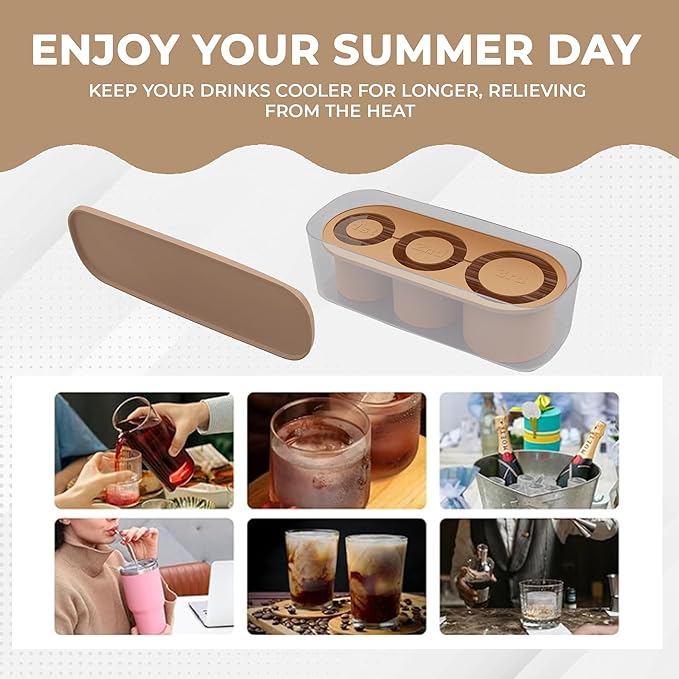 20-40 oz Ice Molds for Stanley Cup - Silicone Ice Cube Tray with Lid and Bin for Chilling Cocktails, Whiskey, Drinks, Coffee - BPA-Free, Easy Fill and Release Ice Maker Tray for Freezer