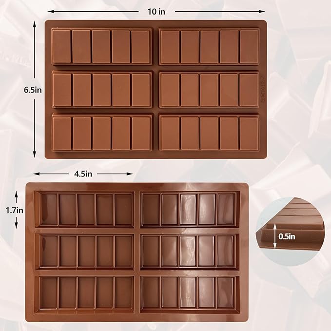 Chocolate Bar Mold Deep, Thick Silicone Dubai Chocolate Bar Molds Knafeh Pistachio Break Apart Candy Stuffed Bar Molds