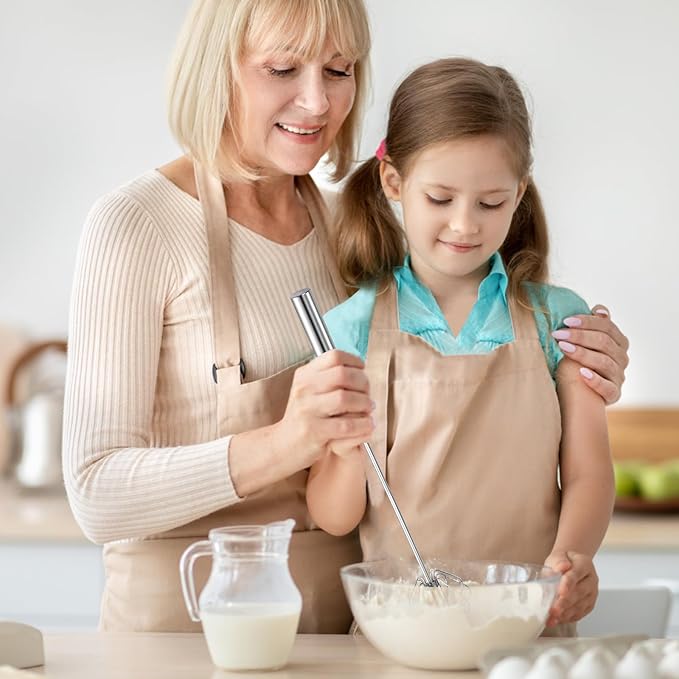 Stainless Steel Egg Whisk, 14 Inch Hand Mixer Whisk, Upgraded Semi-automatic Whisk, Ideal For Blending, Whisking, Baking tool, Beating Eggs, Butter & Milk, Suitable For Home Kitchen Use.