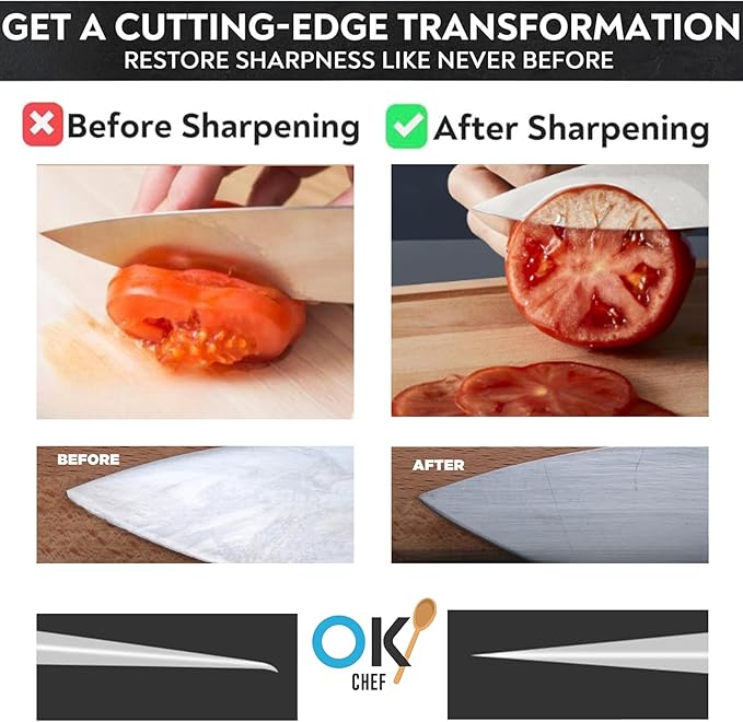 Rolling Knife Sharpener with doble side Leather Strop and 15,18, 20 & 22 Degree Angles -Knife Sharpener Kit- Roller Knife Sharpening System with Stand Holder Rust Rubber Eraser