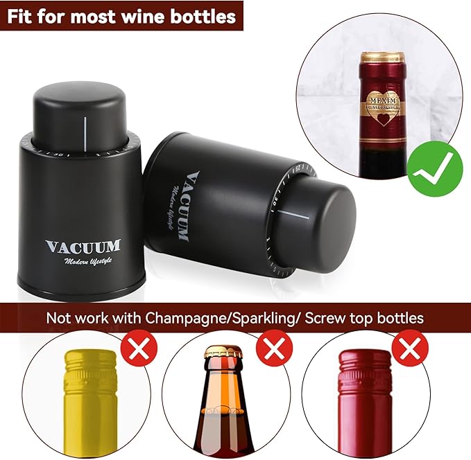 1 PACK Wine Bottle Stoppers,Real Vacuum Champagne Stoppers,Reusable Wine Preserver,Wine Corks Keep Fresh,Best Gifts for Wine Lovers for Christmas Gifts