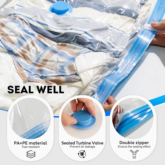 Mapambo Vacuum Seal Bags for Clothing Travel with Electric Pump, 12 Pack Vacuum Bags in 3 Combo sizes, Space Saver Vacuum Storage Bags, Reducing Luggage Volume by up to 80% (12 Combo Travel Size)