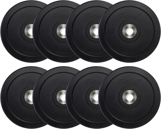 CAP Barbell 2-Inch Olympic Bumper Plate Weight Set with 6 Post Rack | 100-370 lbs | Multiple Options