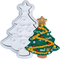 Flycalf Christmas Cookie Cutters Xmas Tree Shapes with Plunger Stamps Holiday PLA Baking Accessories Cutter Molds Gifts Decorative Party 3" Kitchen Cake Supplies