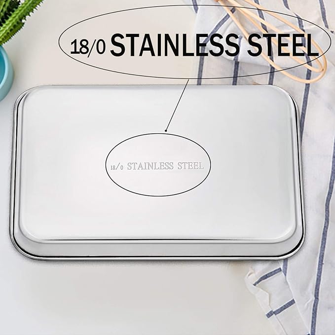 TeamFar Baking Sheet Set of 4, Stainless Steel Baking Pan Tray Cookie Sheet, Non Toxic & Healthy, Rust Free & Easy Clean - Dishwasher Safe